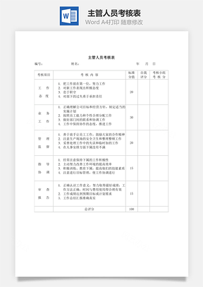 主管人员考核表Word文档