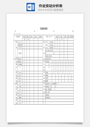 作业变动分析表Word模板