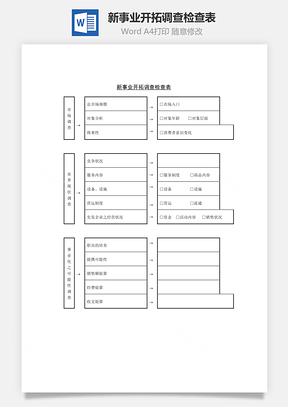 新事业开拓调查检查表Word模板