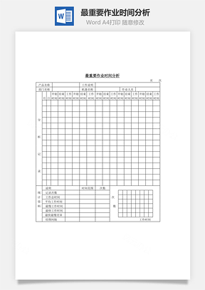 最重要作业时间分析Word模板