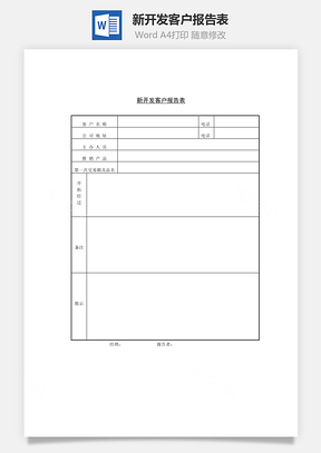 新开发客户报告表Word文档