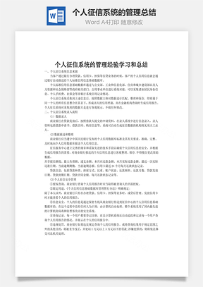 个人征信系统的管理经验总结Word模板