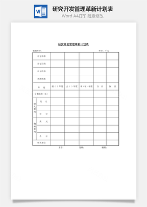 研究开发管理革新计划表Word模板