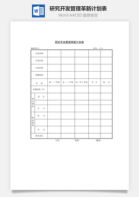 研究开发管理革新计划表Word文档