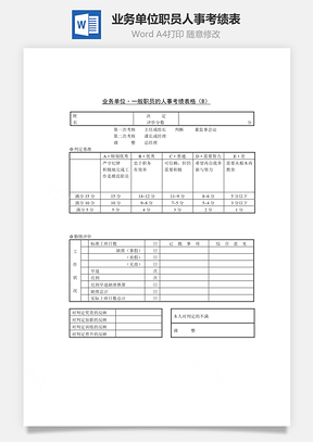 业务单位·一般职员的人事考绩表Word文