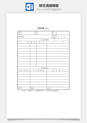 移交清册Word文档