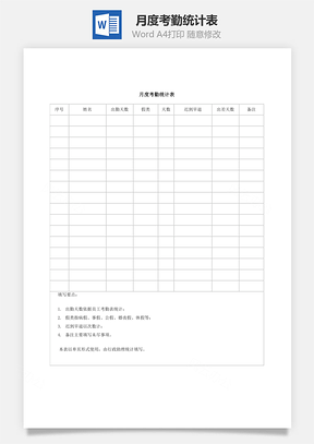 月度考勤统计表Word文档