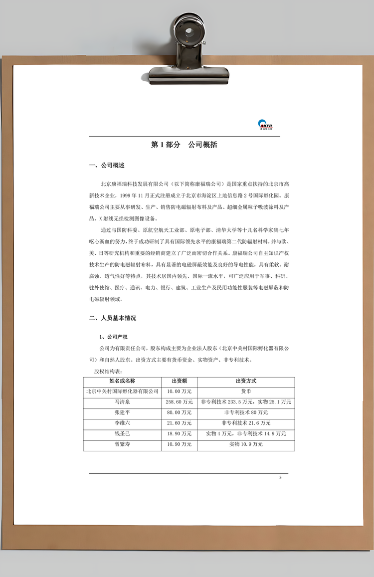 北京康福瑞融资商业计划书Word模板