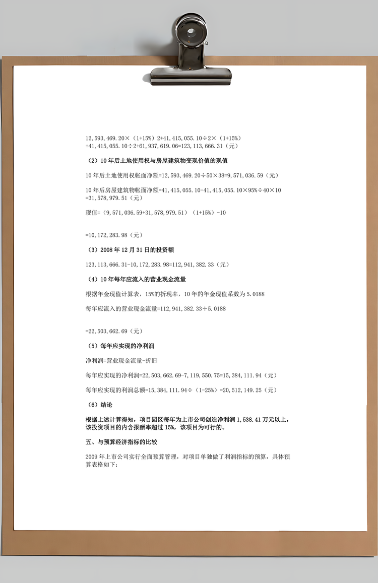 项目投资分析报告模板Word模板