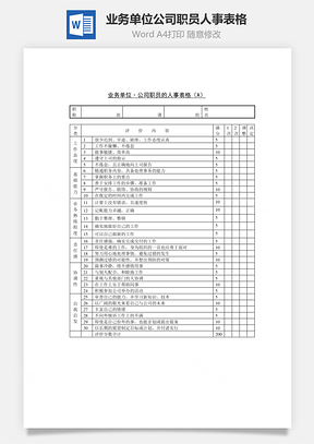 业务单位·公司职员的人事表格Word文档