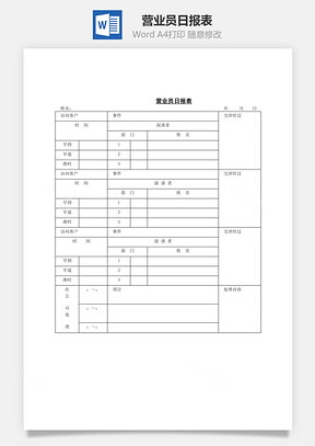 人事营业员日报表Word模板