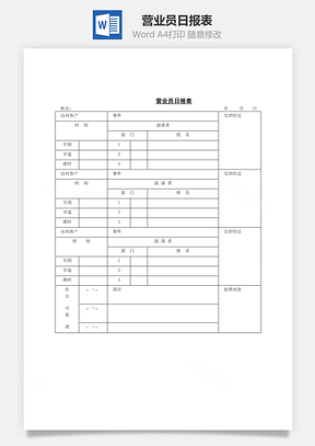 营业员日报表Word文档