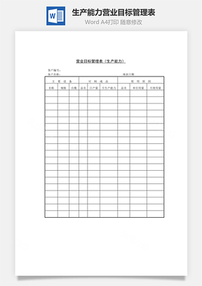 营业目标管理表（生产能力）Word文档