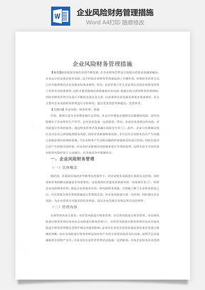 企业风险财务管理措施Word模板