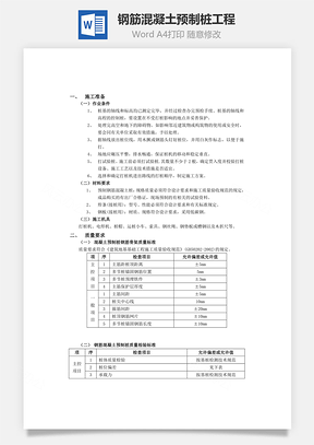 钢筋混凝土预制桩工程word文档