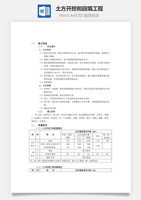 土方开挖和回填工程word文档