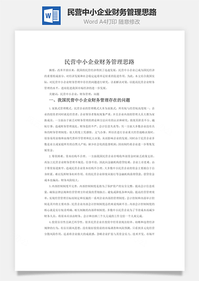 民营中小企业财务管理思路word文档