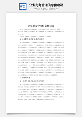 企业财务管理信息化建设word文档