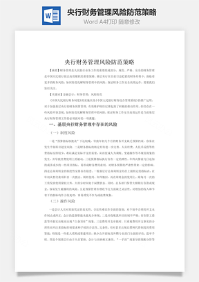 央行财务管理风险防范策略Word模板
