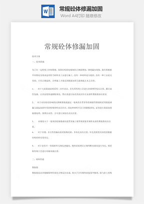 常规砼体修漏加固Word模板