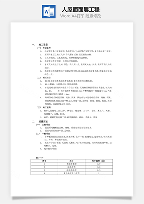 人屋面面层工程Word模板