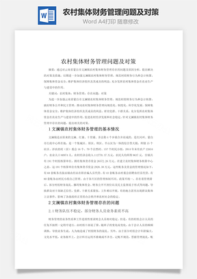 农村集体财务管理问题及对策Word模板