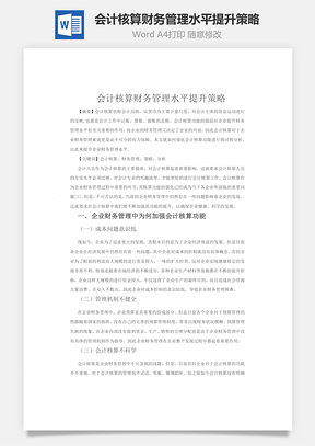 会计核算财务管理水平提升策略word文档