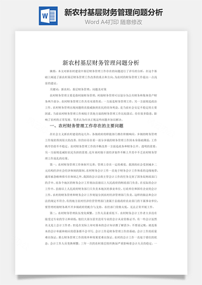 新农村基层财务管理问题分析Word模板