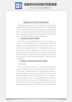 新型农村合作医疗财务管理Word模板