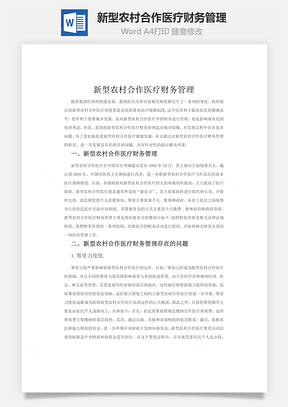 新型农村合作医疗财务管理word文档