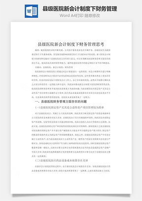 县级医院新会计制度下财务管理Word模板