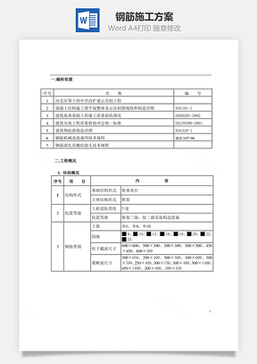 钢筋施工方案word文档