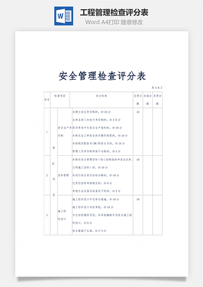 工程管理检查评分表word文档