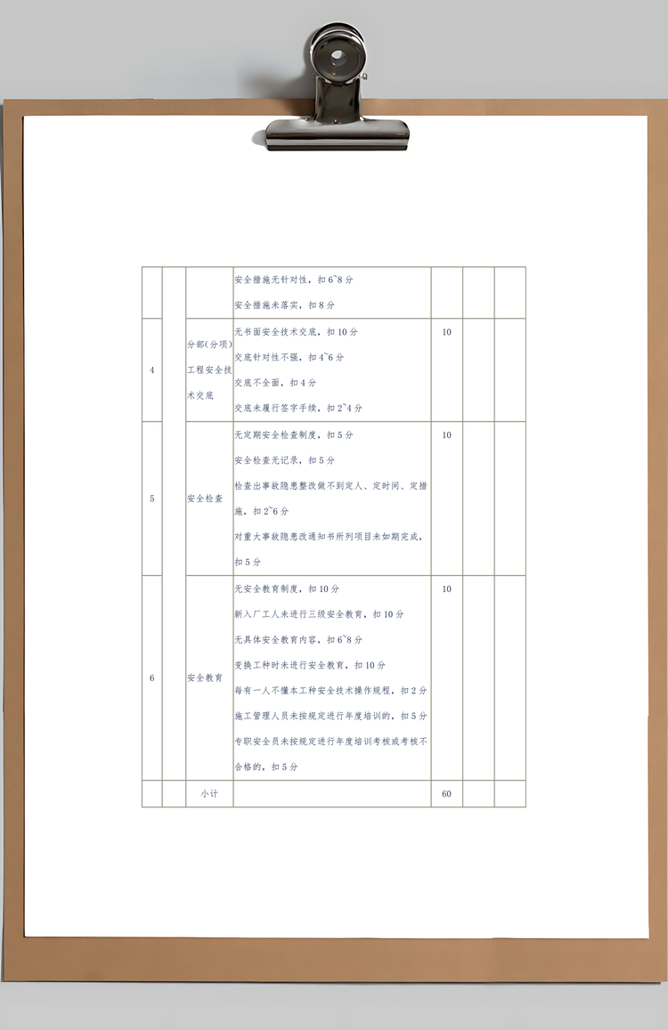 工程管理检查评分表Word模板