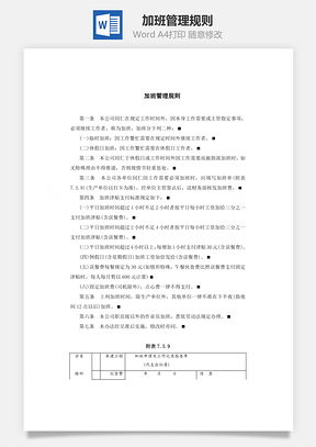 人事加班管理规则Word模板
