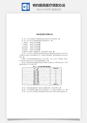 特约医院医疗贷款办法Word文档