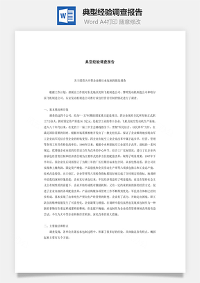 典型经验调查报告Word模板