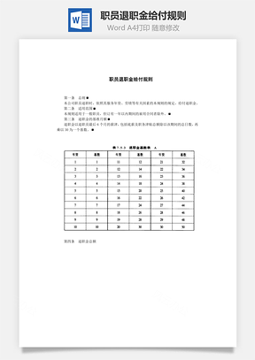 职员退职金给付规则Word模板