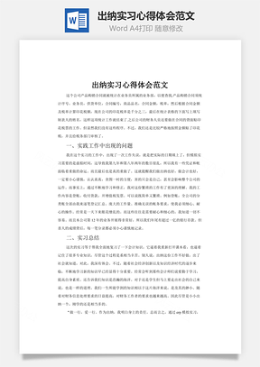 出纳实习心得体会范文Word模板