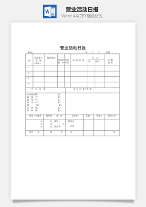 营业活动日报Word模板