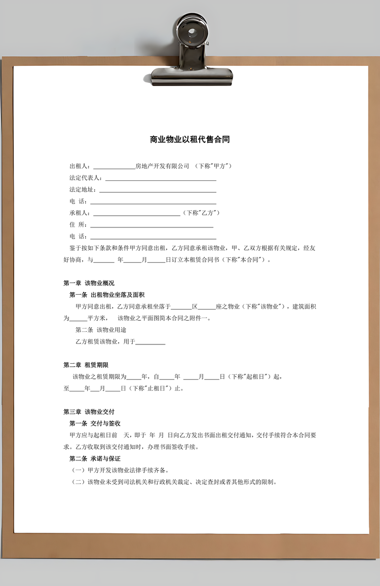 商业物业以租代售合同Word模板