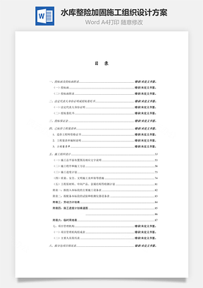水库整险加固施工组织设计方案Word模板