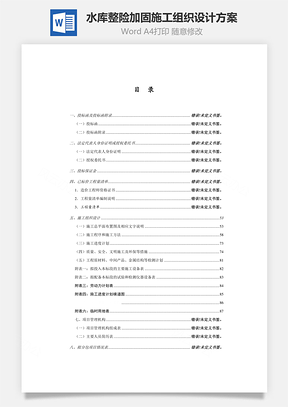 水库整险加固施工组织设计方案word文档