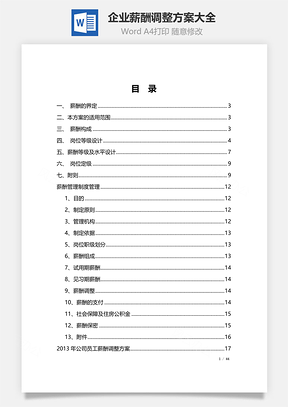 企业薪酬调整方案大全HR学习Word模板