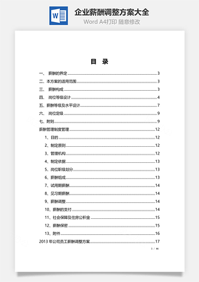 企业薪酬调整方案大全HR学习Word文档