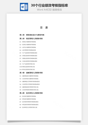 30个行业绩效考核指标库Word模板