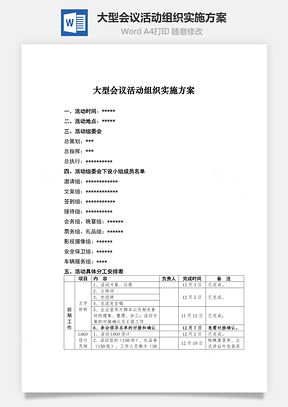 大型会议活动组织实施方案Word文档