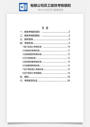 某有限公司员工绩效考核细则Word模板