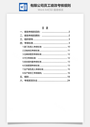 某有限公司员工绩效考核细则Word文档