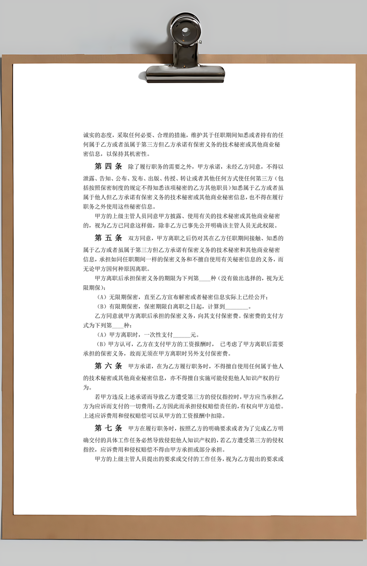 人力企业员工保密合同Word模板